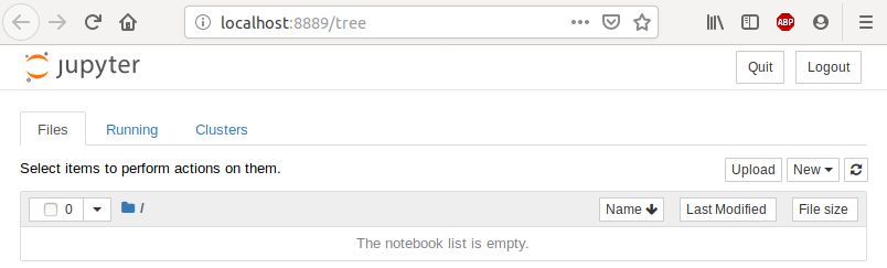 Tela inicial da ferramenta Jupyter notebooks